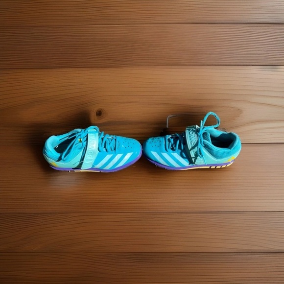 Adidas Powerlift Weightlifting Shoes Mens Sz 8.5  turquoise/yellow/purple - Picture 2 of 8